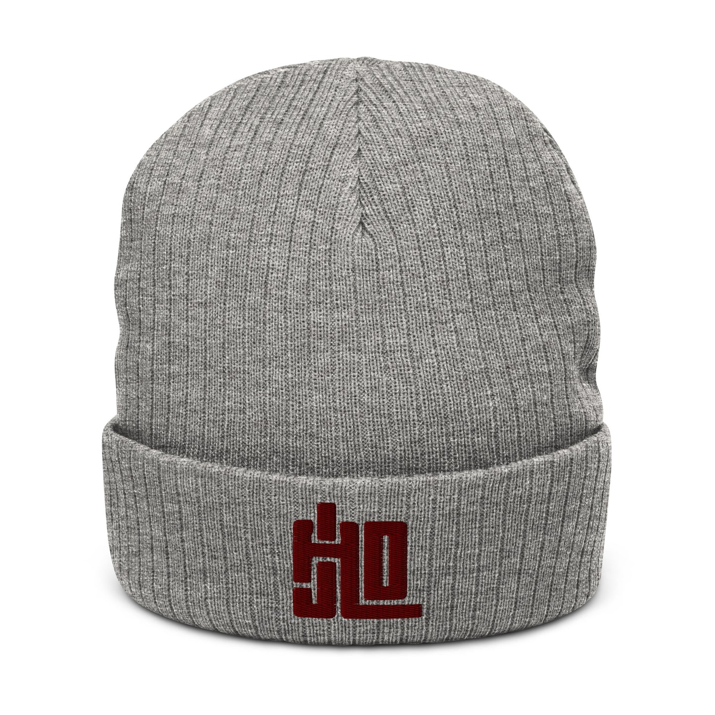 JAD Beanie Grey “3D Label Classic Maroon"