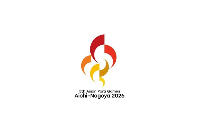 Red, orange and yellow pinwheel-style Asian Para Games logo above the text “5th Asian Para Games Aichi-Nagoya 2026”.
