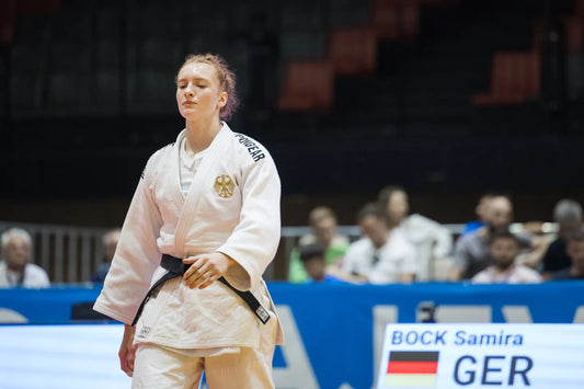 Samira Bock in the women’s -70 kg final at the Sarajevo European Open 2026. Photo: European Judo Union / Erika Zucchiatti.