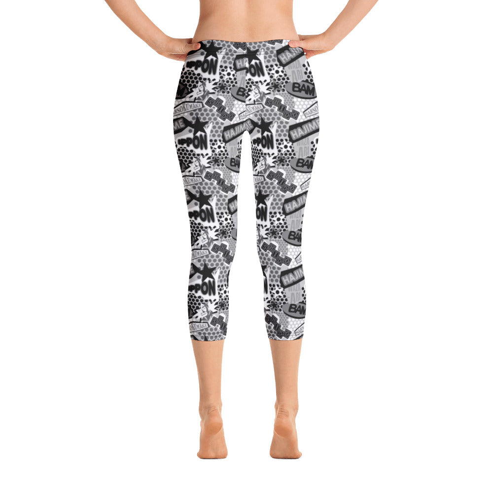 Capri Leggings "JAD Judo Cartoon Black & White"