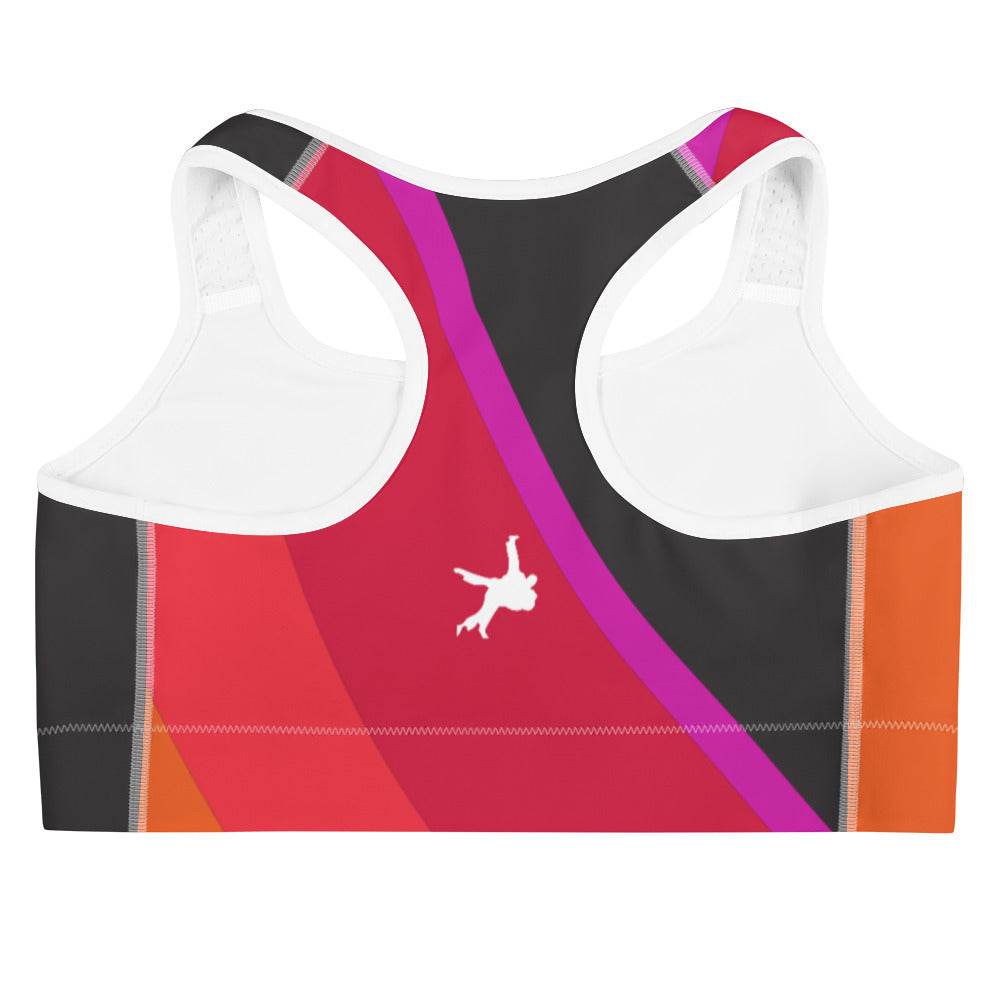 Sports bra "Red Retro Stripes"