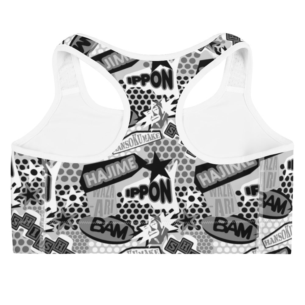 Sports bra "JAD Judo Cartoon Black & White"