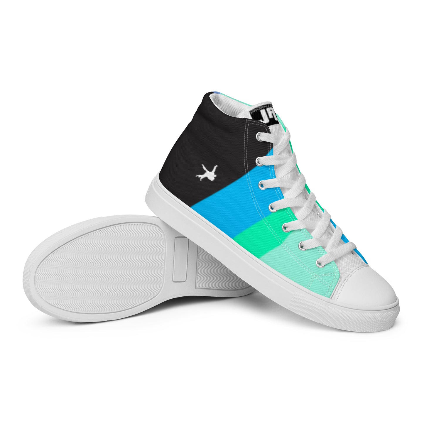 Men’s high top canvas shoes "Blue & White JAD Martial Art"