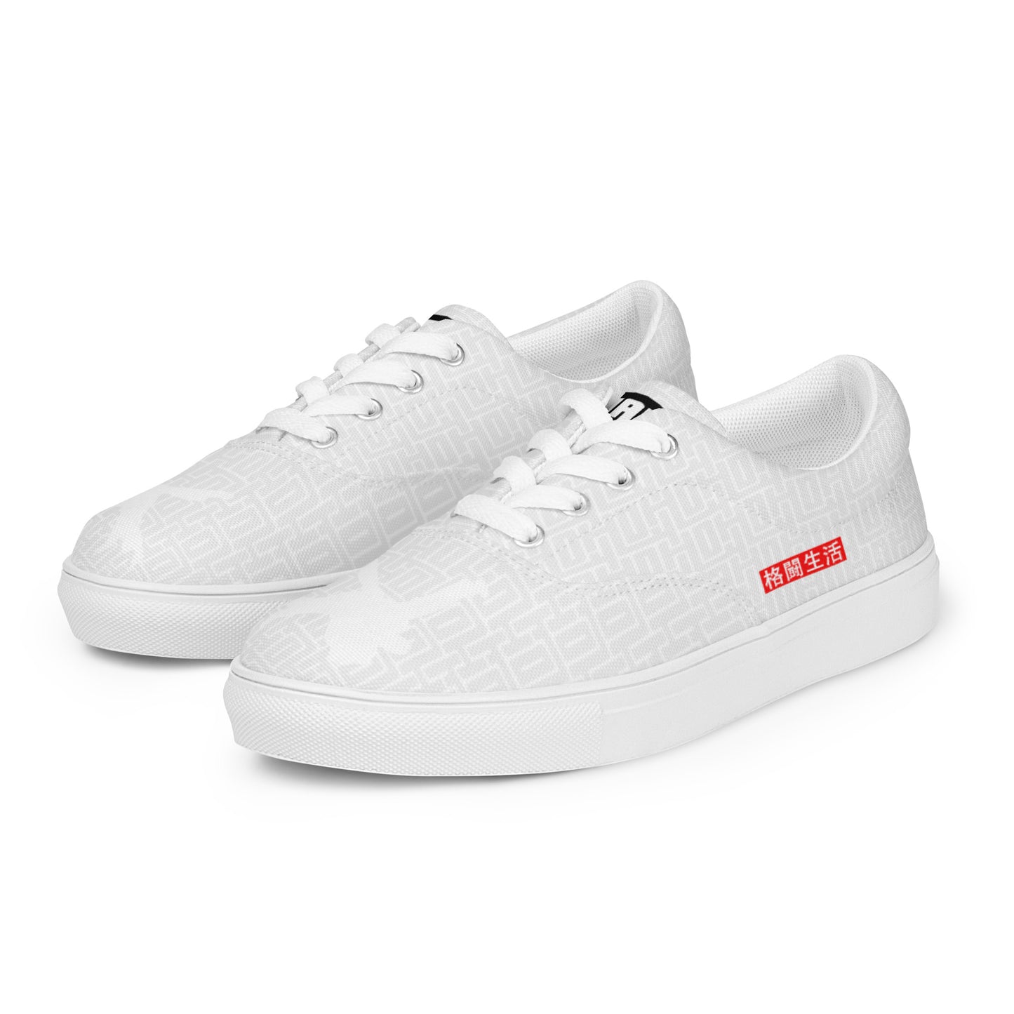 Men’s lace-up canvas shoes "White JAD Pattern Fighting Lifestyle"