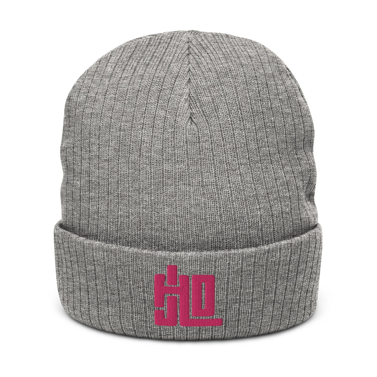 JAD Beanie Grey “3D Label Classic Pink"