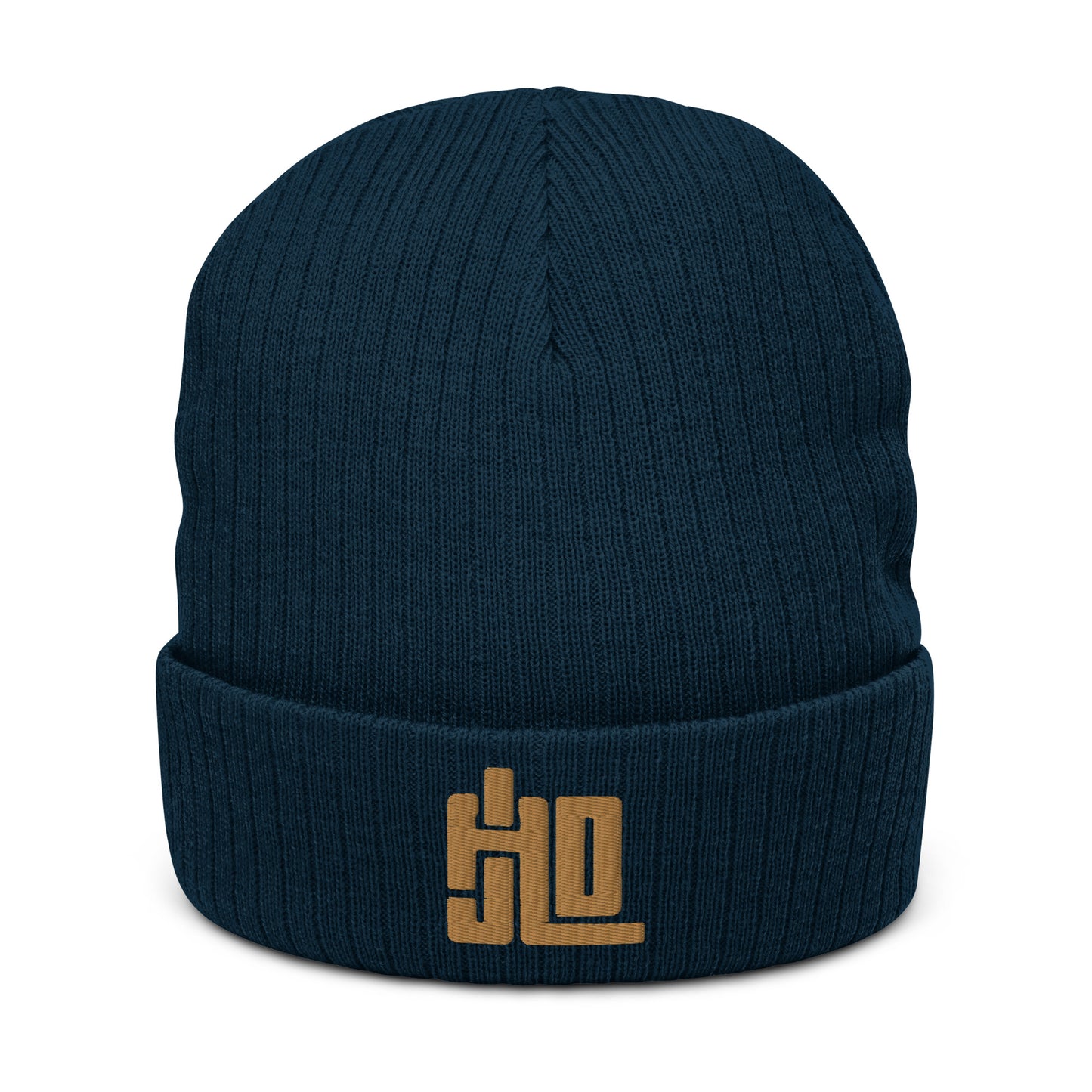 JAD Beanie Navy “3D Label Classic Golden"